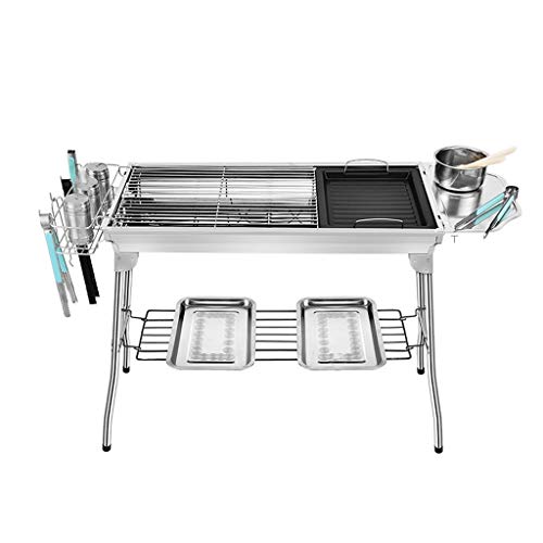 TBUDAR Barbecue Grill Stainless Steel Charcoal Grill Wilderness 5 People Or More Barbecue Camping Barbecue Shelf Portable BBQ Grill