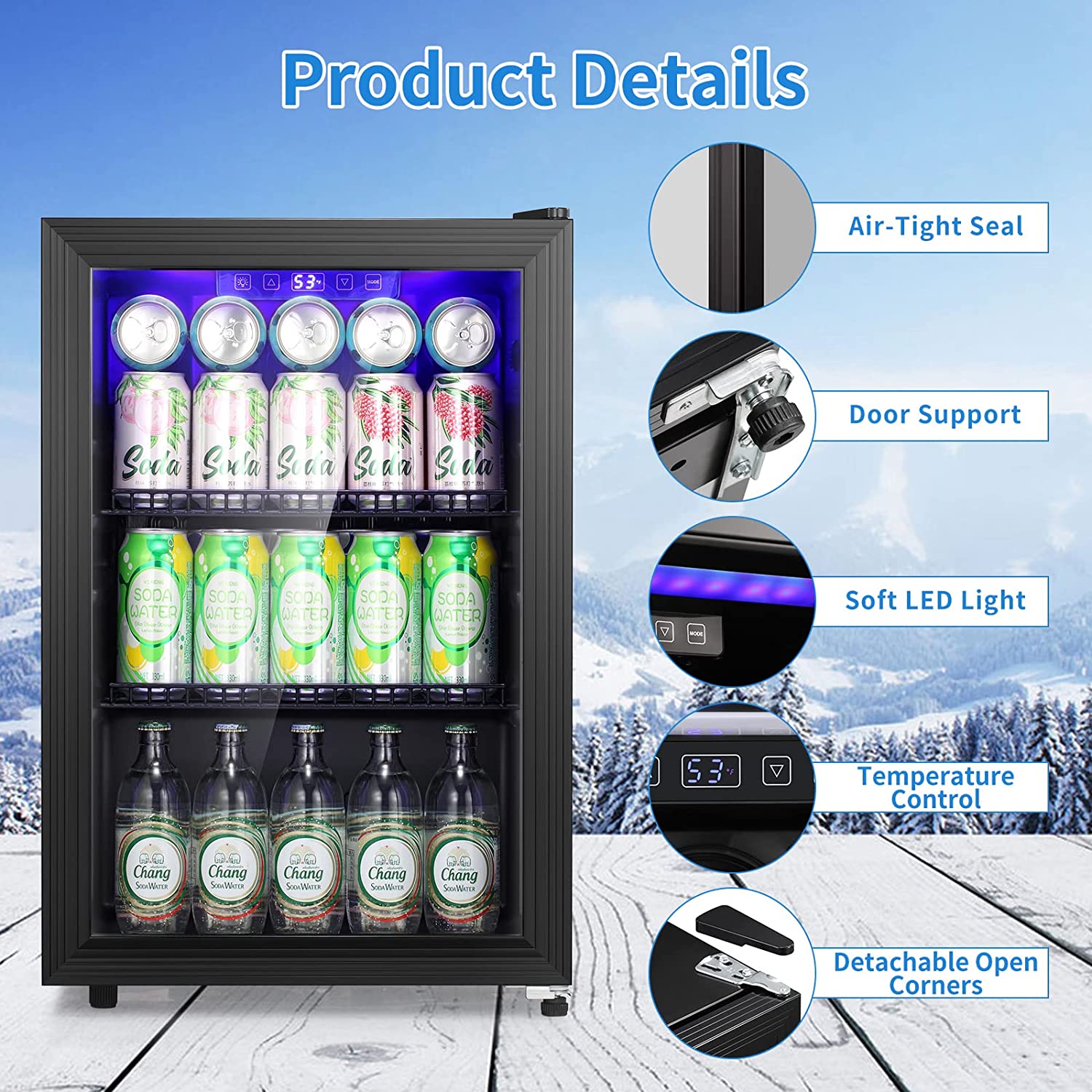 Antarctic Star W6870 2.4 Cubic Feet Beverage Mini Fridge Electronic Temperature Control New