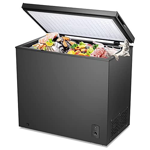 Kismile Chest Freezer Free Standing Top Door, Compact Chest Freezer with Removable Basket for Indoor Use