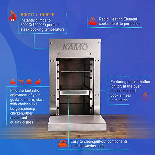 Li Bai 1500 °F Propane Grill Portable Infrared Steak Gas Commercial Barbecue Broiler Beef Make Machine Stainless Steel Quick Cooking Outdoor Picnic Home Kitchen