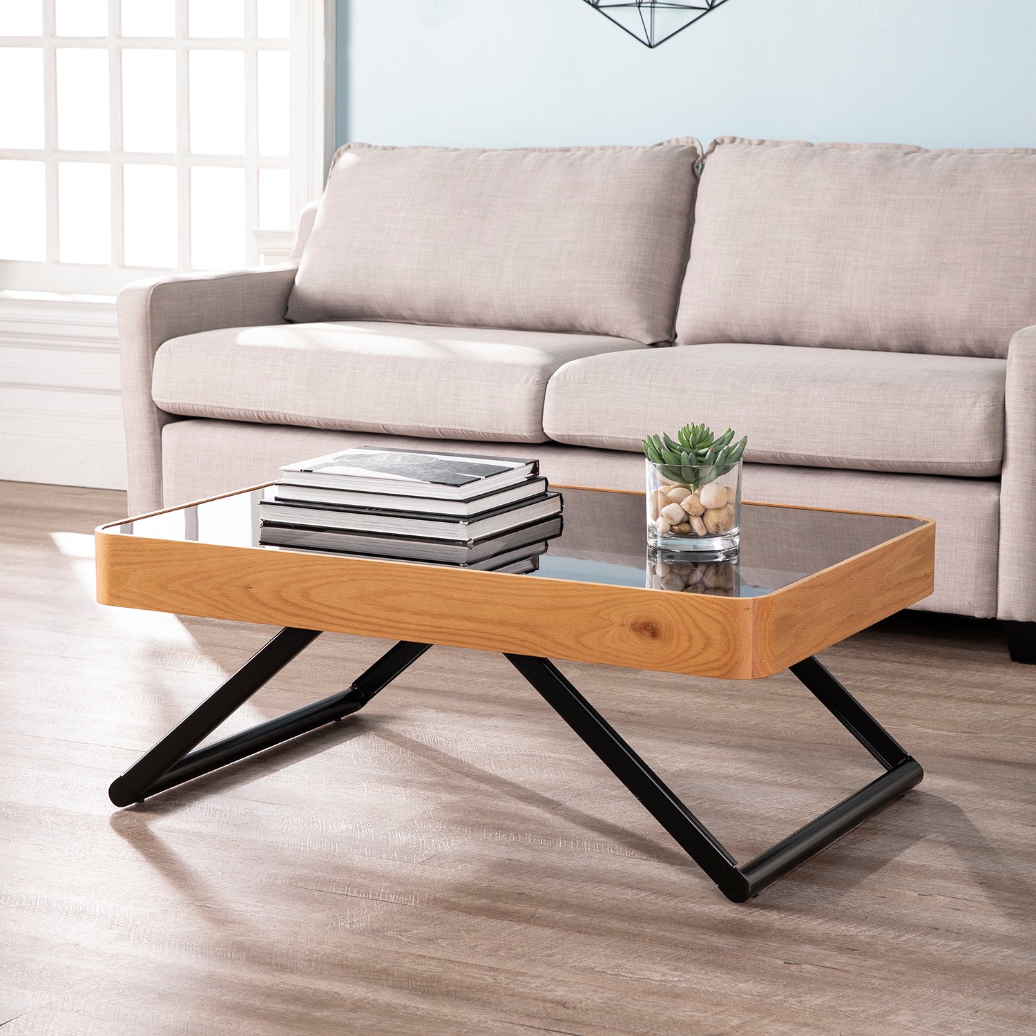 Tosklin Modern Glass Cocktail Table