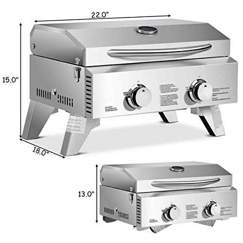 2 Burner Portable Stainless Steel BBQ Tabletop Propane Gas Grill Outdoor Camping • Parlato Ventures