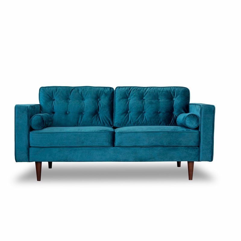 Mid Century Modern Harriet Loveseat Turquoise Sofa