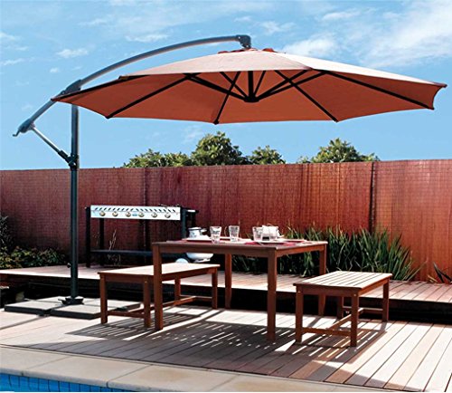 Coolaroo Cantilever Umbrella, Freestanding Patio Shade Umbrella, 90% UV Block, Round 10' with Two Position Tilt, Terracotta