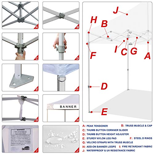 Eurmax Premium 10'x15' Ez Pop-up Canopy Tent Party Tent Commercial Instant Canopies Shelter with Heavy Duty Wheeled Carry Bag(Striped Blue)