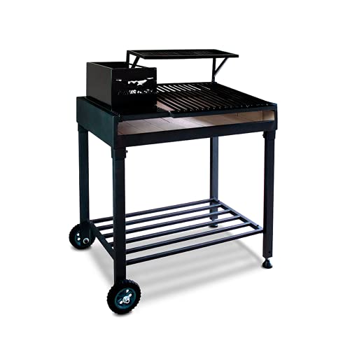 Torus Grill Professional V Groove Outdoor Charcoal Grill - Churrasqueira, Parrilla Argentina, Santa Maria - Carbon Steel, Black