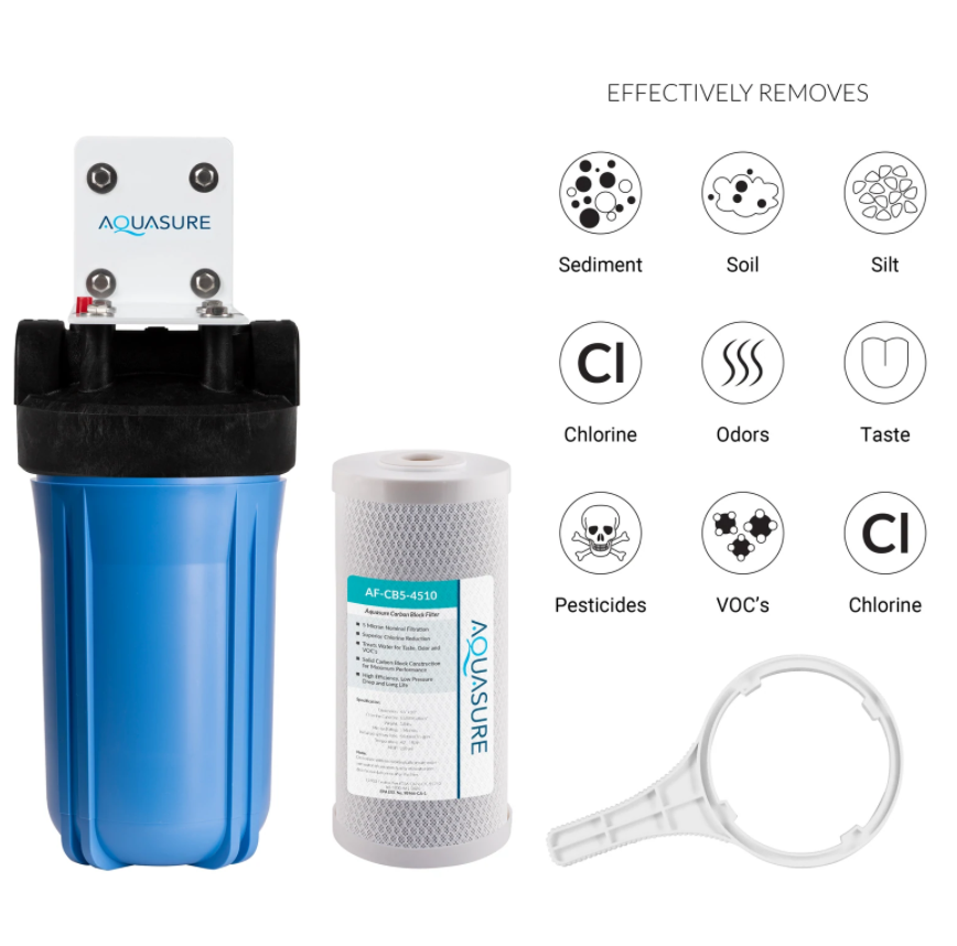 Aquasure AS-F110CB5 Fortitude V Series 10 Inch High Flow Whole House 5 Micron Carbon Block Water Filter New