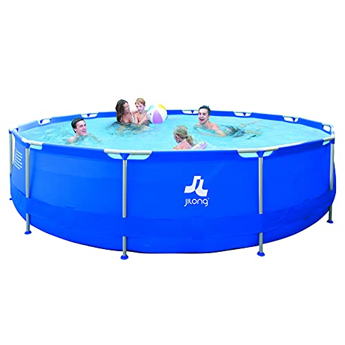 DIMAR GARDEN Steel Frame Round Swimming Pool Set with 300Gal Filter Pump, Durable and Easy Set, Garden and Backyard, 12ft x 30in
