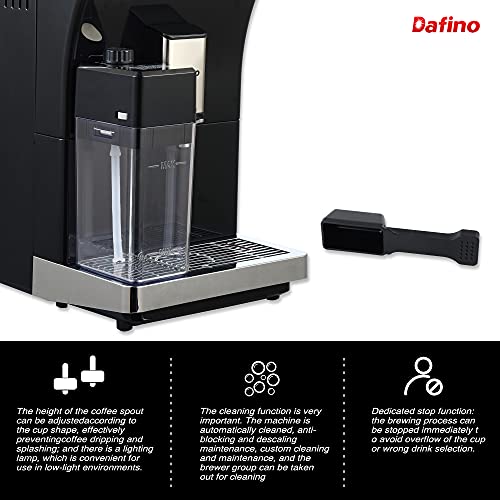 Dafino-202 Super-automatic Espresso Coffee Machine with an Adjustable Grinder, Double Boiler, Milk Frothermaker, LatteGo for Brewing espresso, Americano, Long Coffee, Cappuccino, Coffee Latte...etc