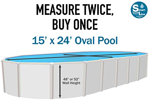 Smartline Bedrock 15-Foot-by-24-Foot Oval Liner | Overlap Style | 48-to-52-Inch Wall Height | 25 Gauge Virgin Vinyl | Designed for Steel Sided Above-Ground Swimming Pools