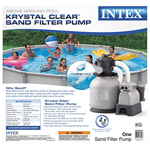 Intex Krystal Clear Sand Filter Pump for Above Ground Pools, 12-inch, 110-120V with GFCI
