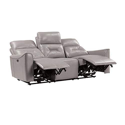 Lexicon Edelweiss Power Double Reclining Sofa, Light Gray