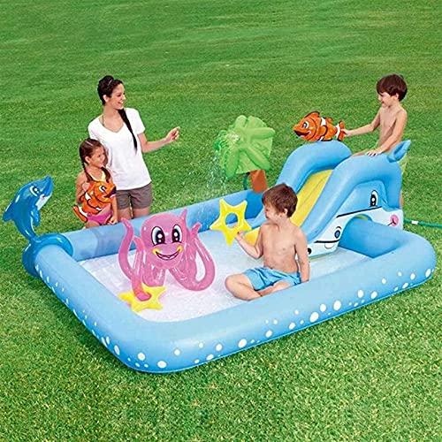 ELXSZJ XTZJ Inflatable Play Center, Full-Sized Kiddie Pool with Slide, Kids, Baby, Thick Wear-Resistant Big Above Ground, Garden Backyard Water Park