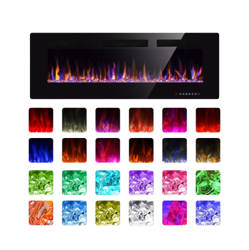 RW Flame 850C 750W-1500W 50 Inch Recessed and Wall Mounted Electric Fireplace With Remote Control Black New