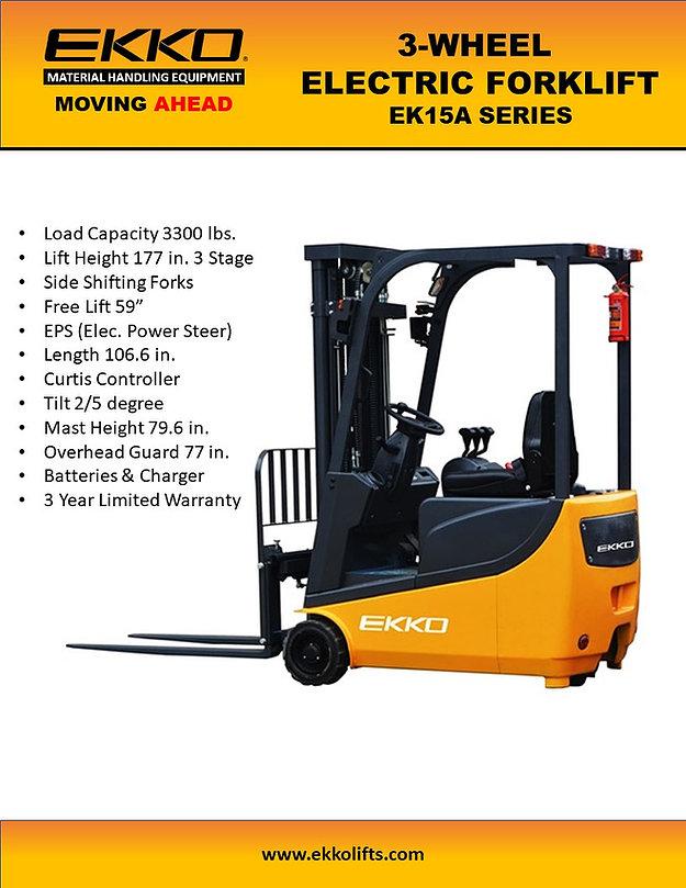 Ekko EK15A Power Drive and Lift 3 Wheel Forklift 177