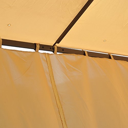 Outsunny 10' x 10' Steel Outdoor Patio Gazebo with Polyester Privacy Curtains, Two-Tier Roof for Air, & Large Design