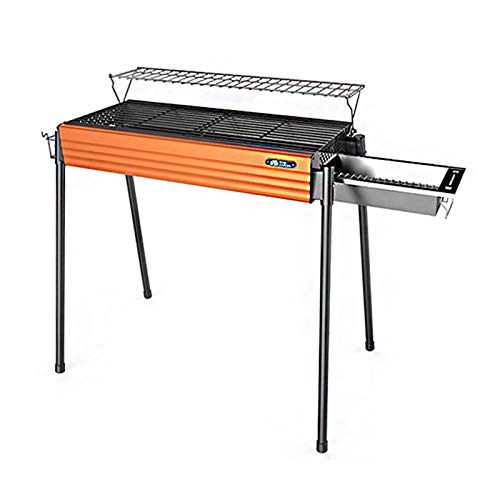 portable barbecue grill Outdoor Camping Courtyard Picnic Roast Meat Home Charcoal Grill Portable Travel Folding BBQ Grill with Storage Bag and Non-Stick Frying Pan，27.4