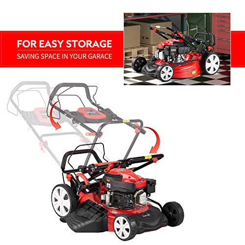 Mellcom Gas Lawn Mower Electric Start 4-Cycle 173cc OHV 21-Inch Trimming Mower 4-in-1 Rear Wheel Drive Trimmer with 16 Gal Grass Box,8 Adjustable Mower Heights, Adjustable & Foldable Handlebars