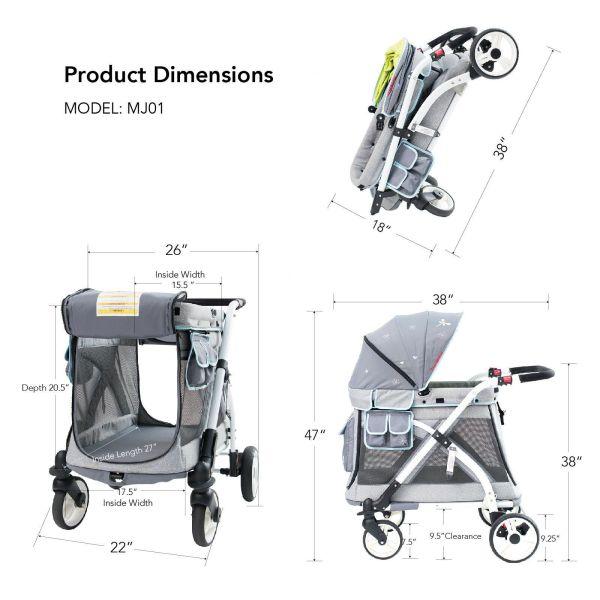 WonderFold Baby MJ01 Multi-Function Pram Stroller Wagon with Removable Seat – Chariot Mini Red New