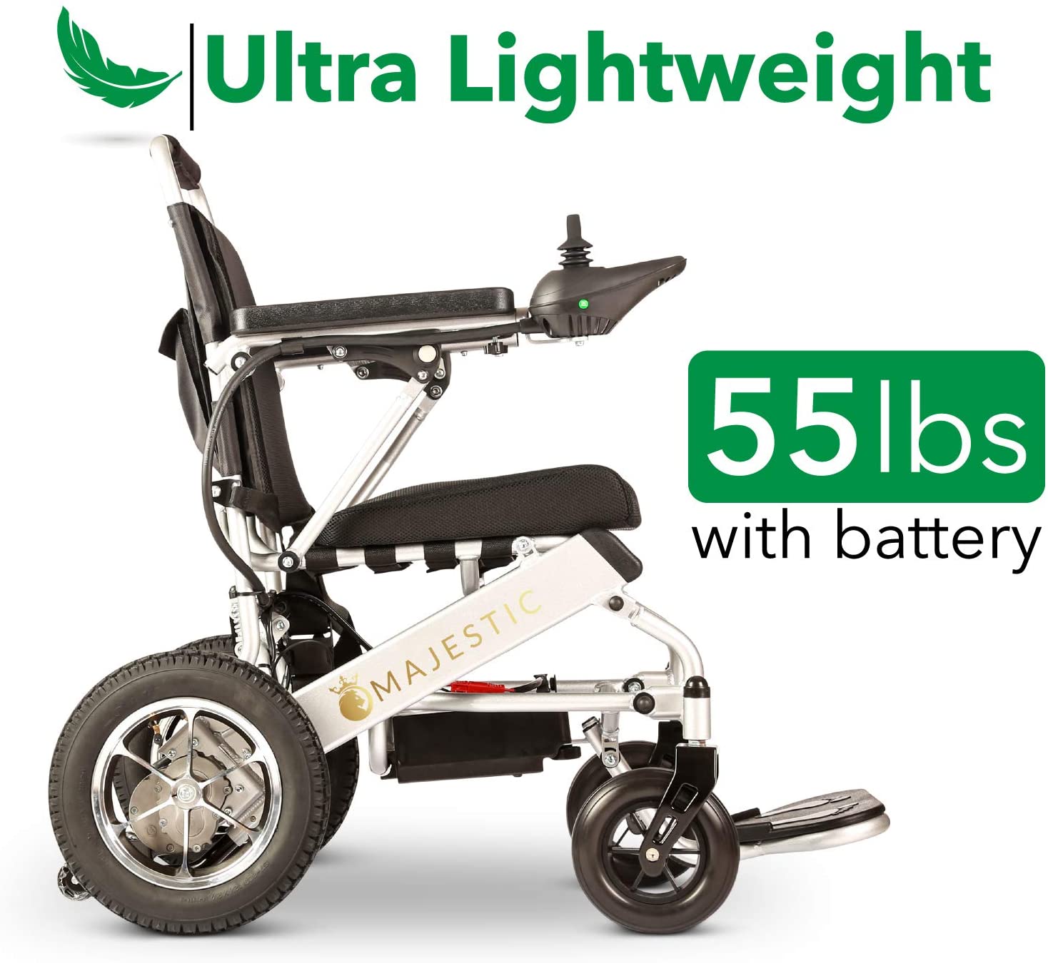 ComfyGO 601-7001 Majestic Fold & Travel Lightweight Electric Power Heavy Duty Wheelchair Scooter Silver New