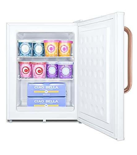 Summit Appliance FS30LTBC 24.63 x 18.5 x 17.75 in. Compact Manual Defrost All-Freezer with Lock & Copper Handle44; White