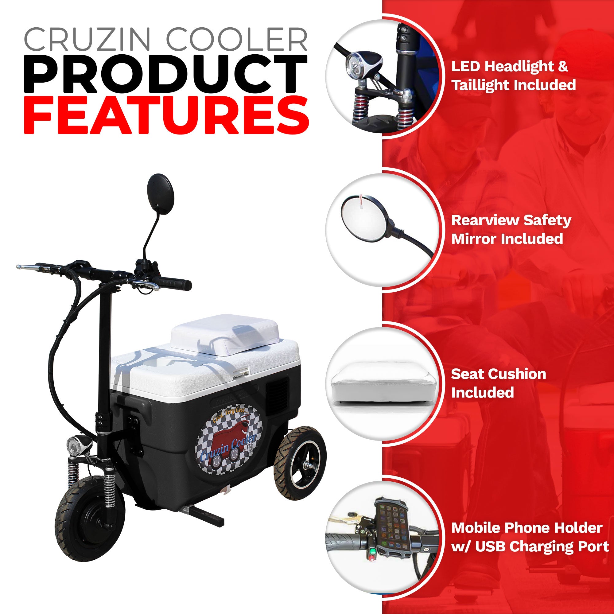 Cruzin Cooler CZ-HB SPORT-X Electric Cooler Scooter