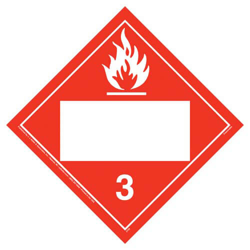 JJ Keller Class 3 Flammable Liquid Placard - Blank (Pack of 25)