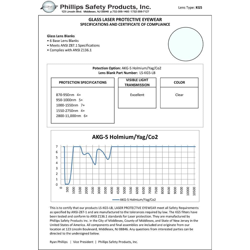 Phillips Safety KG-5 Laser Glass Window