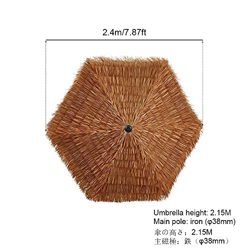 Patio Umbrella Hawaiian Tiki Umbrella, 2.4m/7.87ft Thatch Patio Tiki Umbrella,Garden Parasol Umbrella,with Crank,Beach Parasol,uv Resistant, for Garden, Beach, Party Decoration