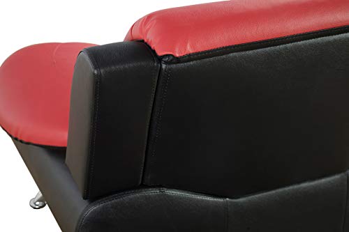 Lifestyle Furniture 3 Pieces Modern Sofa Set with Sofa and Loveseat and Chair, Black + Red, Faux Leather