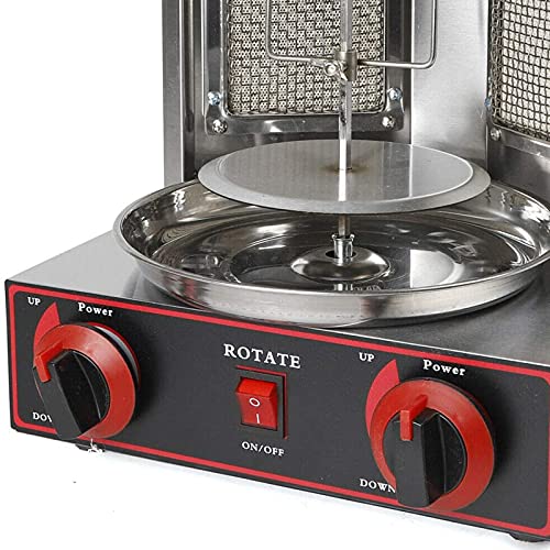 PIVTXRQS Rotating Barbecue, Electric Vertical Broiler Kebab Gyro Grill Machine with Burners Stainless Steel Automatic,Silver