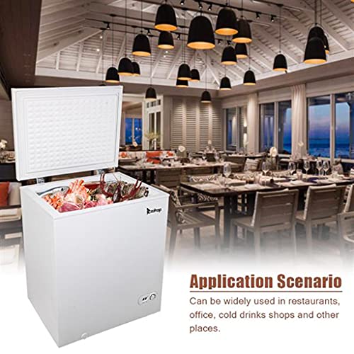 ZOKOP Chest Freezer - 5.0 Cu.Ft Deep Compact Freezer with Removable Basket, 7 Gears Temperature Control(-8°F to 7°F) - for House, Kitchen, Garage, Basement, Shop (White)