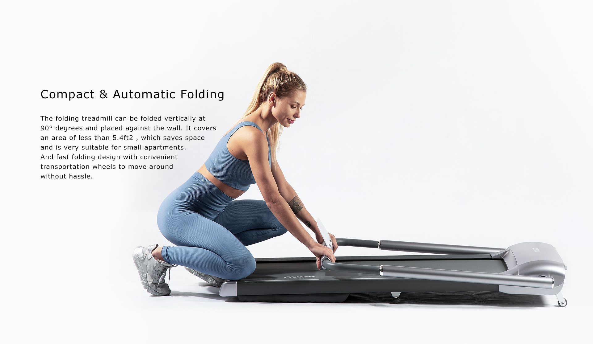 OVICX WKS-TMILL-SMARTRUN Auto-Folding Smart Run Treadmill with Bluetooth Connectivity New