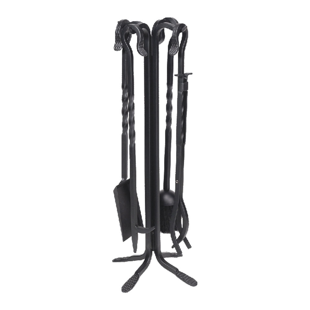 Dagan AHF102 5-Piece Black Wrought Iron Fireplace Tool Set