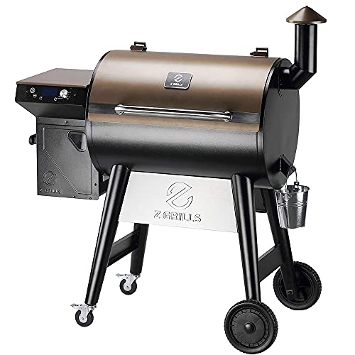 Pellet Grill and Smoker , Outdoor 8-in-1 Wood Pellet BBQ Grills with Visual Operations ,700 Sqin Cooking Area ,Bronze