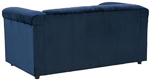 Signature Design by Ashley Josanna Glam Tufted Velvet Loveseat, Navy Blue