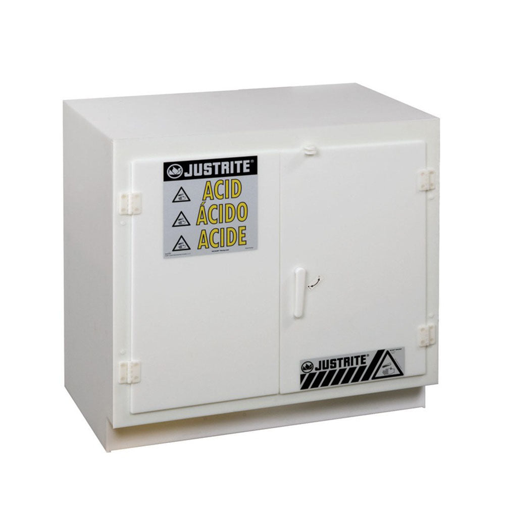 Justrite Polyethylene Corrosives and Acid Cabinet, Holds Thirty-Six 2-1/2 L Bottles, 2 Door