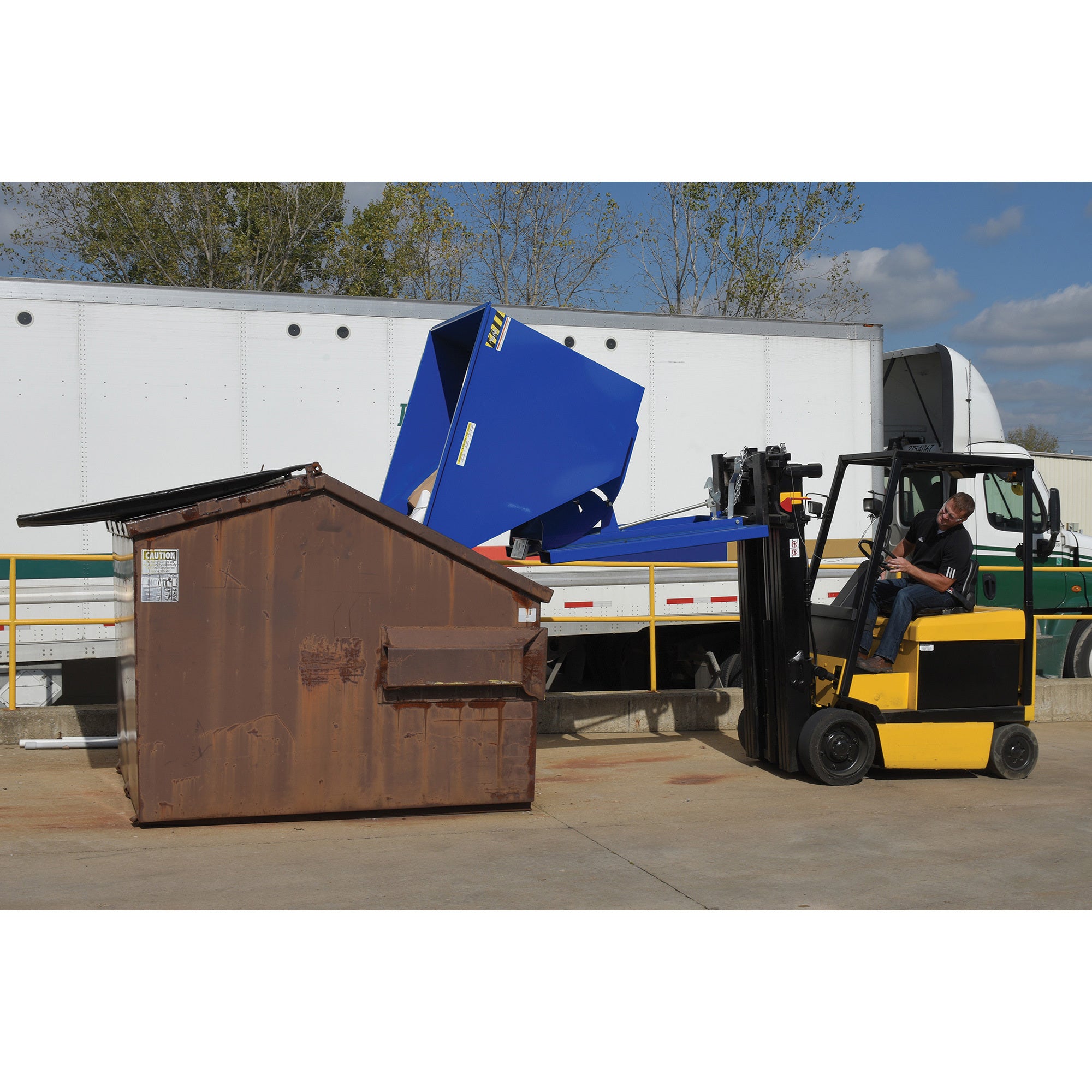 Vestil D-200-HD 6,000 lb. Capacity 2 Cubic Yard Self-Dumping Steel Hopper with Bumper Release Blue New