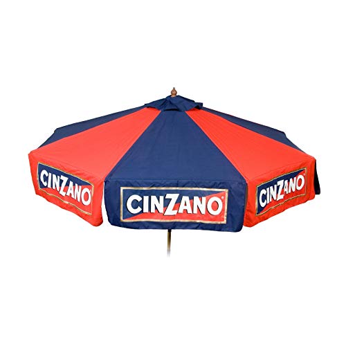 Heininger 9 Foot Wood Cinzano Vinyl Umbrella - Market Style