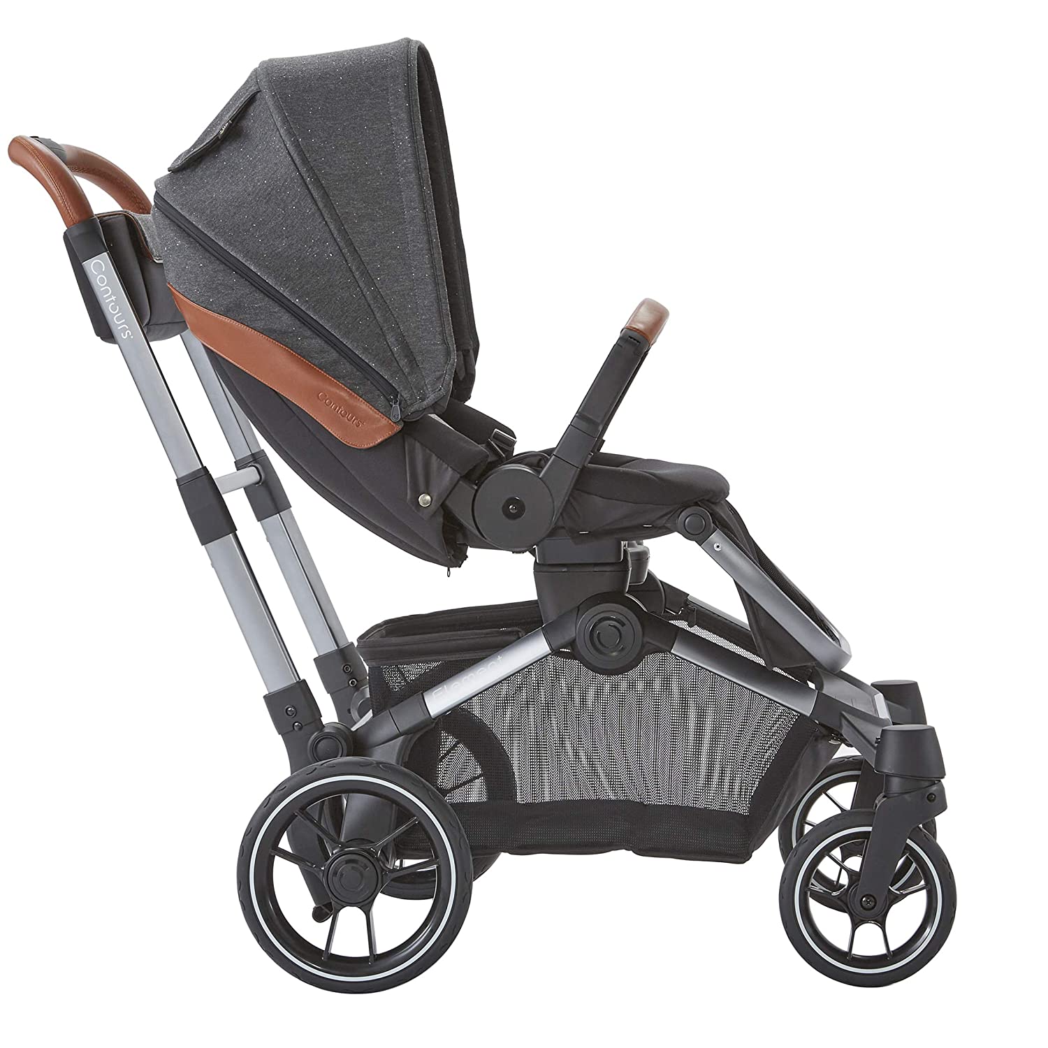 Contours ZL032-STR1 Element Side by Side 2 in 1 Convertible Stroller Grey New