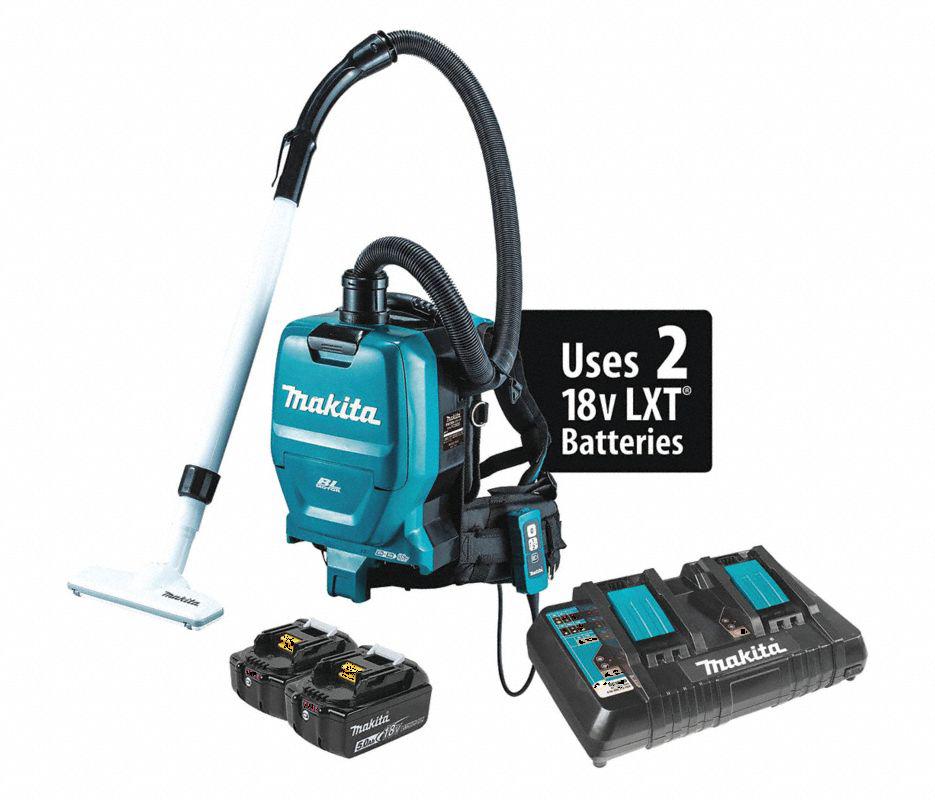 Cordless, Backpack Vacuum, 53 cfm, HEPA Vacuum Filtration Type, 9.4 lb. Weight, 1/2 gal.