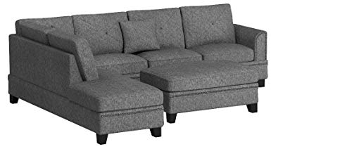 Poundex PDEX-F6511 2-Pcs Sectional Sofa, Grey