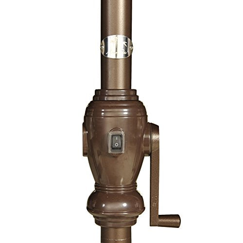 Abba Patio 9 by 7 Feet Rectangular Patio Umbrella with Solar Powered 32 LED Lights with Tilt and Crank, Brown