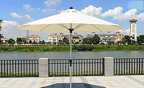 ンリアンに聞-花ラック Outside Umbrella for Patio Family Porch Picnics Deck Courtyard Beach Camping Barbecue Bar Table Umbrella(Color:White;Size:2.45X2.7M)