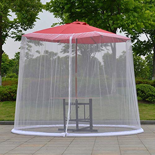 ZHXDXF Patio Umbrella Mosquito - Outdoor Garden Umbrella Table Screen Parasol Mosquito Net, Polyester Mesh Screen with Zipper Opening and Water Tube at Base to Hold in Place Portabl