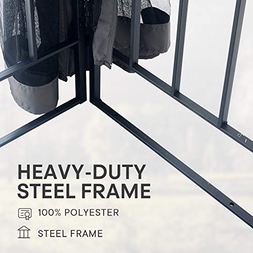 Garden Gazebo Polyester Fabric 10' x 10' Patio Backyard Double Roof Vented Gazebo Canopy with Mosquito Netting, Dark Gray