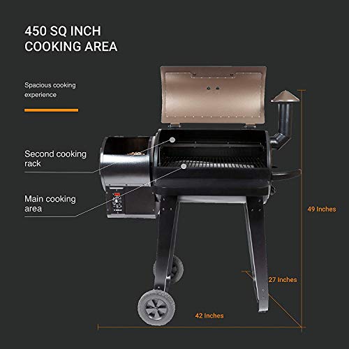 Z GRILLS ZPG-450A 2020 Upgrade Wood Pellet Grill & Smoker 6 in 1 BBQ Grill Auto Temperature Control, 450 Sq in Bronze