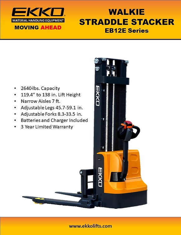 Ekko EB12E-138 Full Powered Straddle Stacker 138