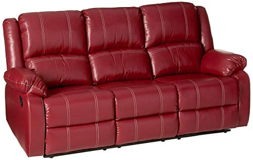 ACME FURNITURE Zuriel Red Faux Leather Reclining Sofa