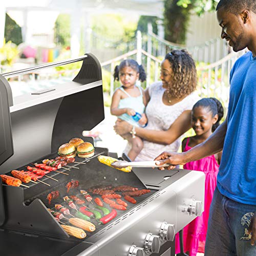 RINKMO Liquid Propane Gas Grill, 4 Burner, Stainless Steel Tabletop 52000 BTU Outdoor Patio Garden Barbecue Grill, Cart Style